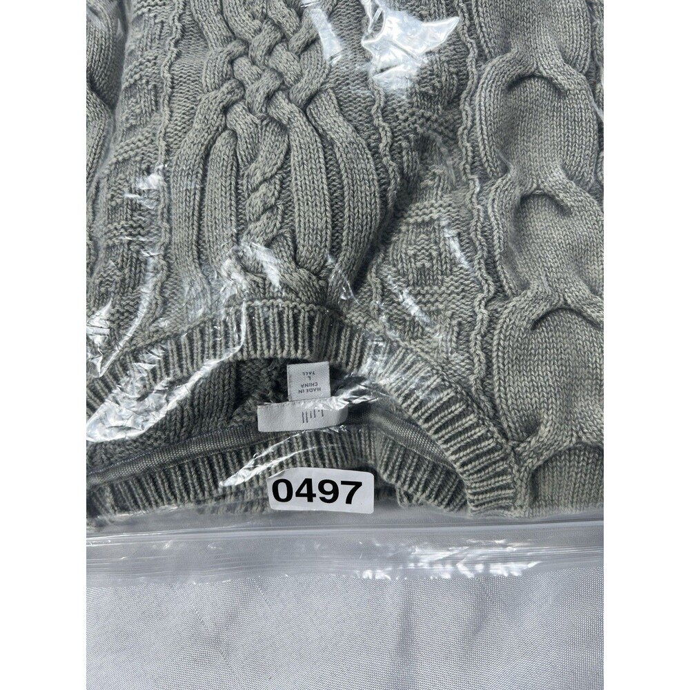 J Jill Olive Green Mineral Wash Thick Cable Knit Chunky Cotton Sweater L Tall - Picture 12 of 12